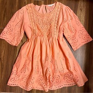Jessakae Coral Eyelet Babydoll Top